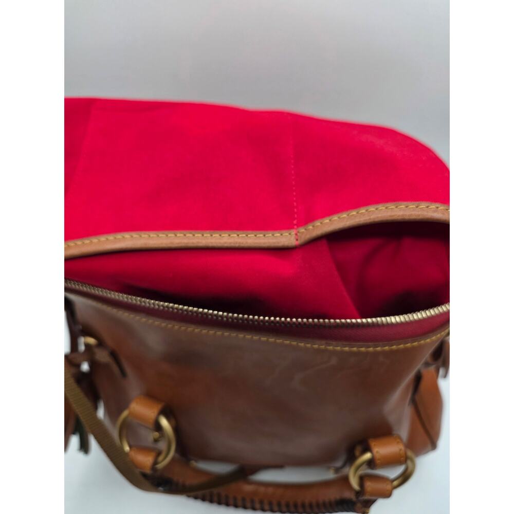 NWT Dooney & Bourke Florentine Leather Satchel Natural Brown Crossbody Bag - Picture 11 of 16